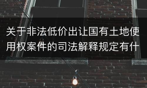 关于非法低价出让国有土地使用权案件的司法解释规定有什么主要内容