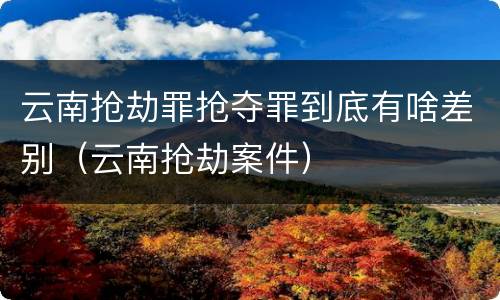 云南抢劫罪抢夺罪到底有啥差别（云南抢劫案件）