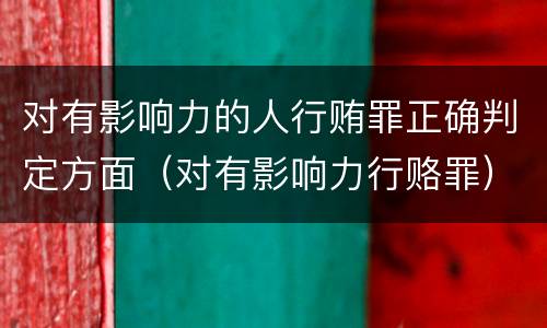 对有影响力的人行贿罪正确判定方面（对有影响力行赂罪）
