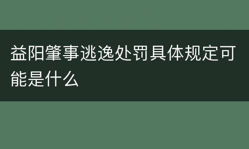 益阳肇事逃逸处罚具体规定可能是什么