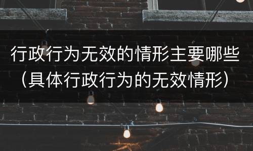 行政行为无效的情形主要哪些（具体行政行为的无效情形）