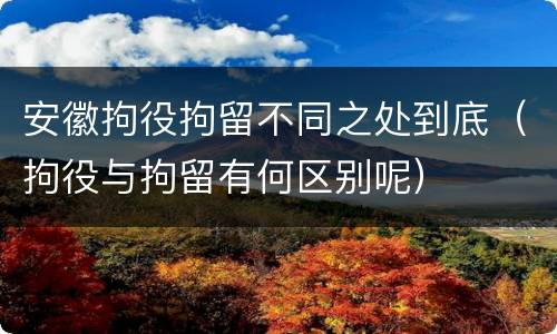 安徽拘役拘留不同之处到底（拘役与拘留有何区别呢）