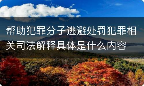 帮助犯罪分子逃避处罚犯罪相关司法解释具体是什么内容
