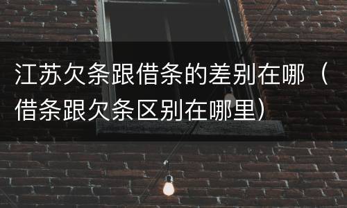 江苏欠条跟借条的差别在哪（借条跟欠条区别在哪里）