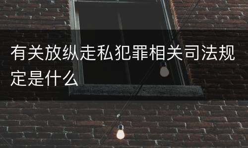 有关放纵走私犯罪相关司法规定是什么