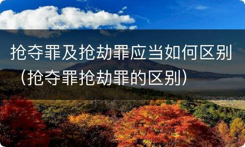 抢夺罪及抢劫罪应当如何区别（抢夺罪抢劫罪的区别）
