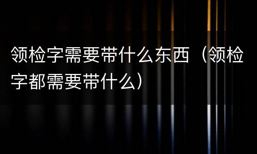 领检字需要带什么东西（领检字都需要带什么）