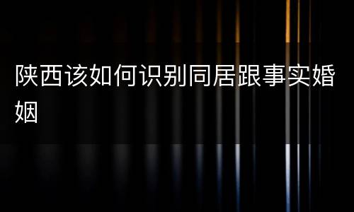 陕西该如何识别同居跟事实婚姻