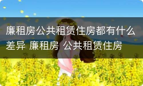 廉租房公共租赁住房都有什么差异 廉租房 公共租赁住房