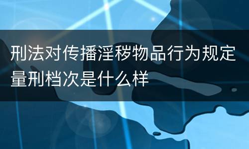 刑法对传播淫秽物品行为规定量刑档次是什么样