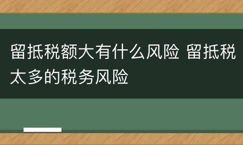留抵税额大有什么风险 留抵税太多的税务风险