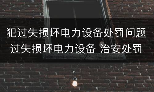 犯过失损坏电力设备处罚问题 过失损坏电力设备 治安处罚