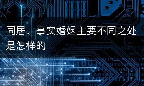 同居、事实婚姻主要不同之处是怎样的