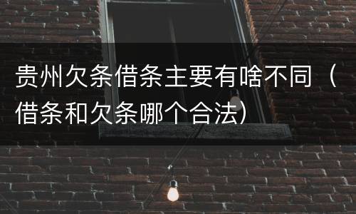 贵州欠条借条主要有啥不同（借条和欠条哪个合法）