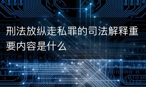 刑法放纵走私罪的司法解释重要内容是什么