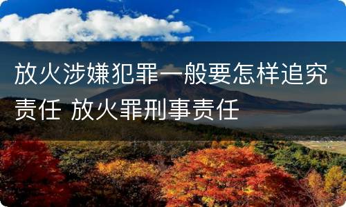 放火涉嫌犯罪一般要怎样追究责任 放火罪刑事责任