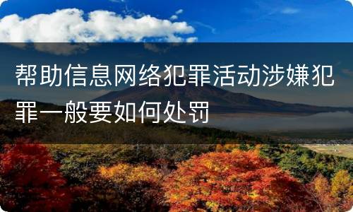 帮助信息网络犯罪活动涉嫌犯罪一般要如何处罚