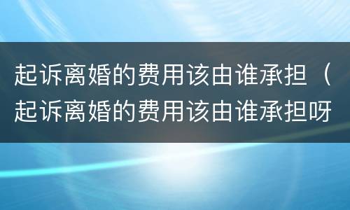 起诉离婚的费用该由谁承担（起诉离婚的费用该由谁承担呀）