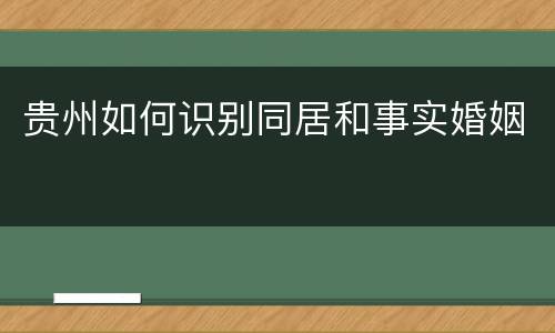贵州如何识别同居和事实婚姻