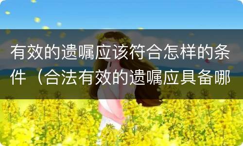 有效的遗嘱应该符合怎样的条件（合法有效的遗嘱应具备哪些条件）