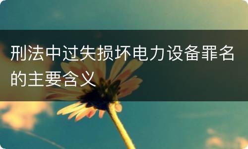 刑法中过失损坏电力设备罪名的主要含义