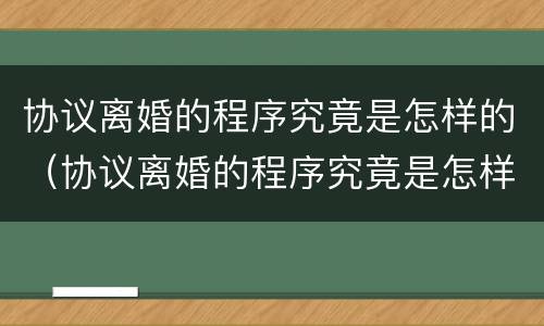协议离婚的程序究竟是怎样的（协议离婚的程序究竟是怎样的呢）