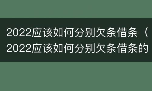 2022应该如何分别欠条借条（2022应该如何分别欠条借条的真假）