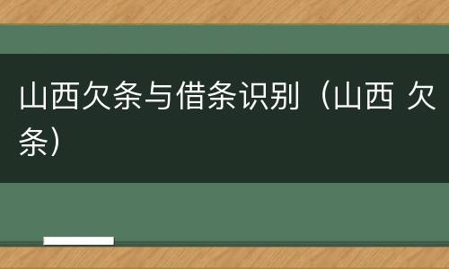 山西欠条与借条识别（山西 欠条）
