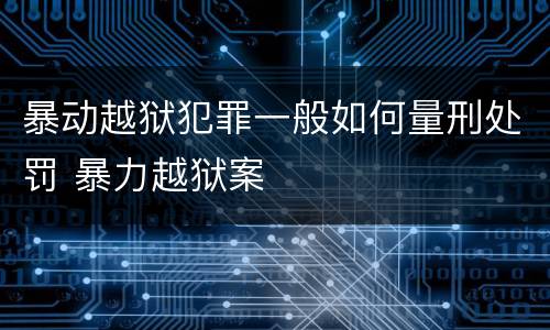 暴动越狱犯罪一般如何量刑处罚 暴力越狱案