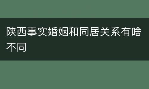 陕西事实婚姻和同居关系有啥不同