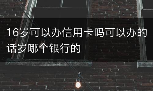 16岁可以办信用卡吗可以办的话岁哪个银行的