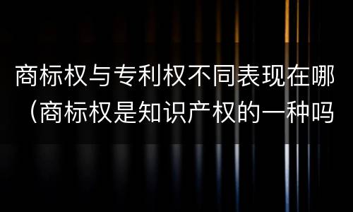 商标权与专利权不同表现在哪（商标权是知识产权的一种吗）