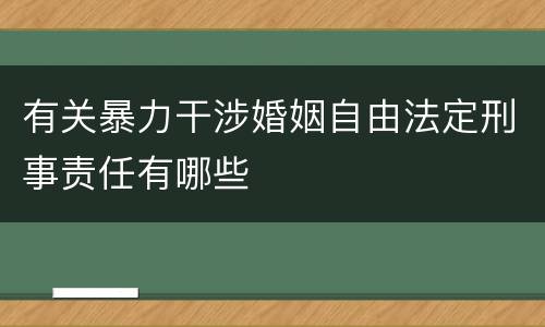 有关暴力干涉婚姻自由法定刑事责任有哪些