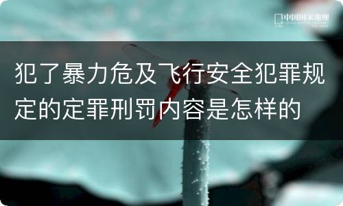 犯了暴力危及飞行安全犯罪规定的定罪刑罚内容是怎样的