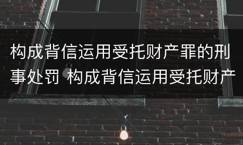 构成背信运用受托财产罪的刑事处罚 构成背信运用受托财产罪的刑事处罚案例