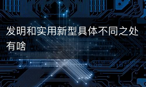 发明和实用新型具体不同之处有啥