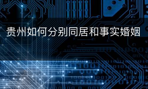 贵州如何分别同居和事实婚姻
