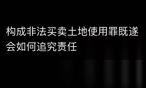 构成非法买卖土地使用罪既遂会如何追究责任