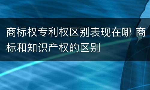 商标权专利权区别表现在哪 商标和知识产权的区别