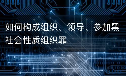 如何构成组织、领导、参加黑社会性质组织罪