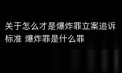 关于怎么才是爆炸罪立案追诉标准 爆炸罪是什么罪