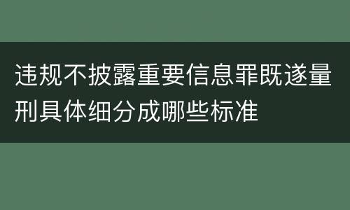 违规不披露重要信息罪既遂量刑具体细分成哪些标准