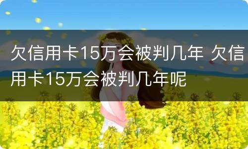 欠信用卡15万会被判几年 欠信用卡15万会被判几年呢