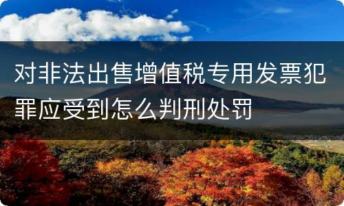 对非法出售增值税专用发票犯罪应受到怎么判刑处罚