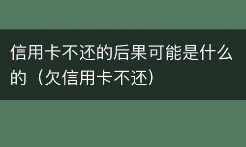 信用卡不还的后果可能是什么的（欠信用卡不还）