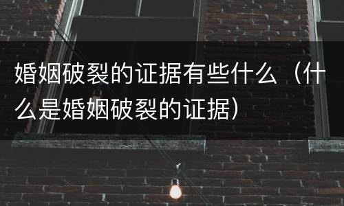 婚姻破裂的证据有些什么（什么是婚姻破裂的证据）