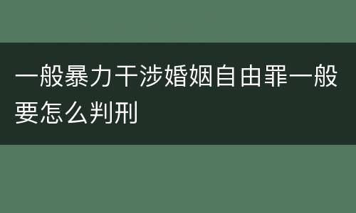 一般暴力干涉婚姻自由罪一般要怎么判刑