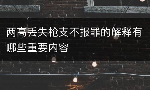 两高丢失枪支不报罪的解释有哪些重要内容