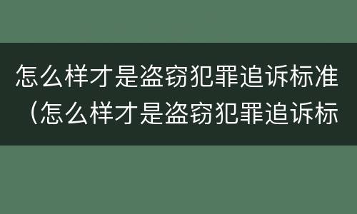 怎么样才是盗窃犯罪追诉标准（怎么样才是盗窃犯罪追诉标准呢）