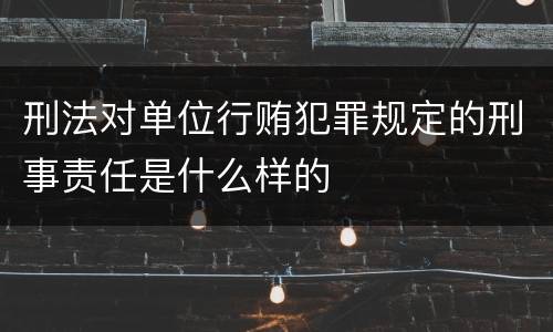 刑法对单位行贿犯罪规定的刑事责任是什么样的